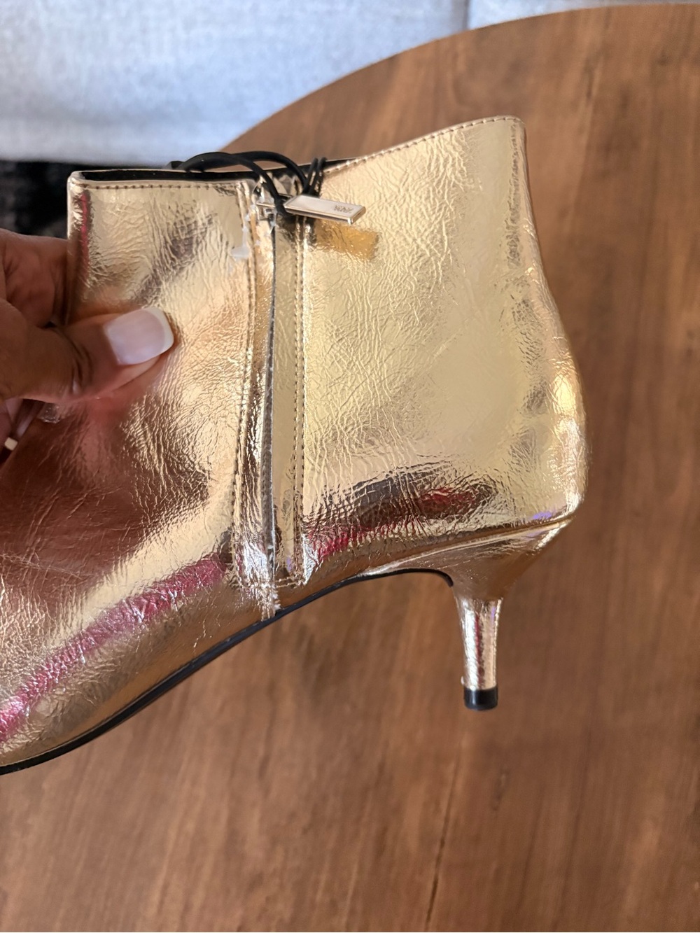 Zara Metallic Bronze Low-Kit Ankle Boots - Picture 3 of 8